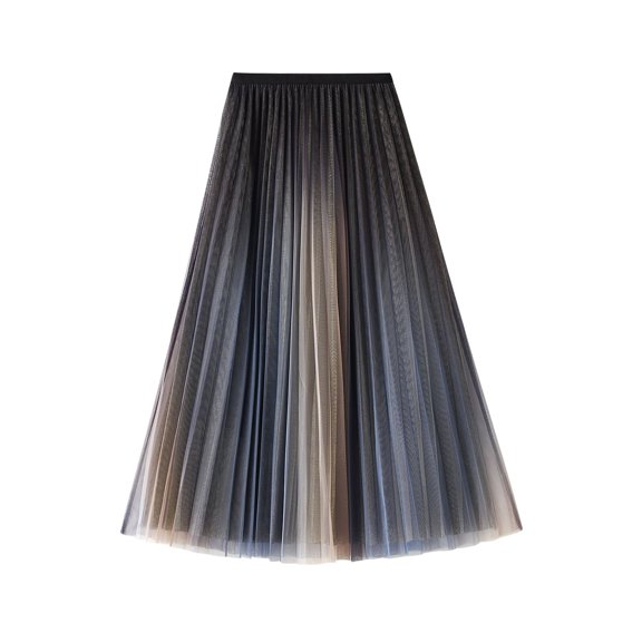 SWSMCLT Women's Bunched Skirt Calf Length A Line Tulle Skirt Empire Waist Elastic Cotton Billowy Casual Elegant Coffee Small-Large