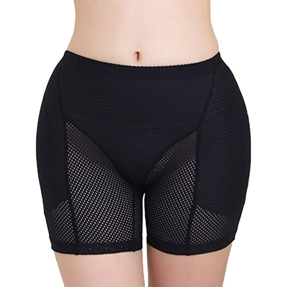 SWSMCLT Women's Butt Lifter Shapewear Shorts Padded Mesh Boyshorts Tummy Control Dip Lifting Underwear Seamless Thigh Slimmer Hip Enhancer Body Shaper Panties Black Medium