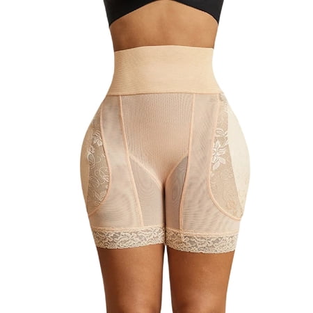SWSMCLT Women's Butt Lifting Shapewear Shorts Firm Body Shaper Mid Thigh Lace Elastic Waist Boyshort Tight Butt Lifter Nude 3X-Large