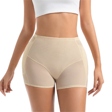SWSMCLT Women's Butt Lifting Shapewear Shorts Firm Body Shaper Padded Mid Thigh Spandex Tight Boyshort Shapewear Nude Medium