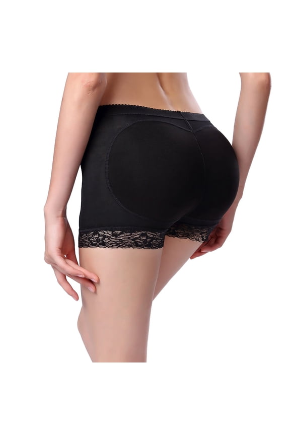 Women's Butt Lifting Shapewear Shorts Mid Thigh Shaper Shorts Hip Pads Padded Mesh Butt Lifter Tight Black Medium