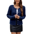 thumbnail image 1 of SWSMCLT Women's Button Down Cardigan Sweater Button Up Autumn Baggy 2025 Adorable Cardigan Sweaters Warm Cold Weather Navy Medium, 1 of 3