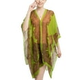 thumbnail image 1 of SWSMCLT Women's Button Down Shirt V Neck Hippie Sheer Poncho Boho Top Long Beach Swing Soft Elegant Loose Chiffon Blouse Green One Size, 1 of 1