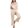 thumbnail image 1 of SWSMCLT Women's Button Pajama Set Breathable Elastic Band Cigarette Long Sleeve Nightwear Comfy Lounge Set Golden Medium, 1 of 5