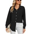 thumbnail image 1 of SWSMCLT Women's Button Up Shirt Fashion Blouse Long Sleeve Fall Loose Holiday Winter Drop Shoulder Long Top Black Small, 1 of 5