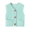 thumbnail image 1 of SWSMCLT Women's Cable Knit Vest Top Soft Cropped Tank Top Lightweight Sleeveless Cardigan Sweater V Neck Button Up Baggy Fashion 2024 Y2K Clothes Pocket Green1 X-Small, 1 of 5