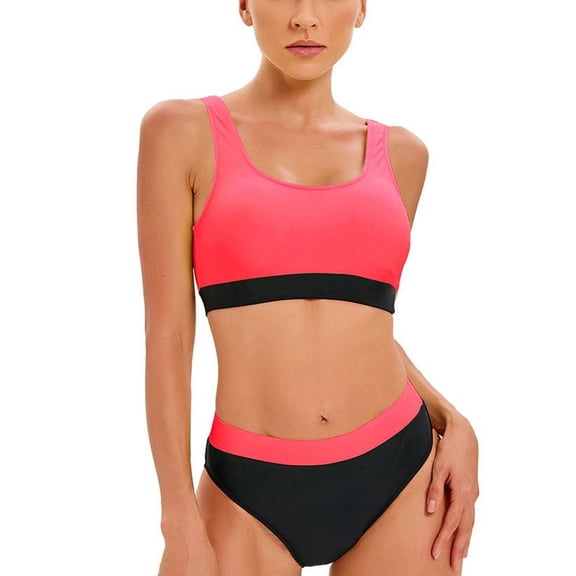 SWSMCLT Women's Cami Bikini Brief Bikini Set Chic Low Back Cheeky 2 Piece Curvy Holiday Elastic Band Swimsuit Pink 2-4