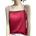 thumbnail image 1 of SWSMCLT Women's Cami Tank Top Casual Vest Satin Silky Fall Spaghetti Top Comfy Loose Elegant Cool Elasthane Burgundy Large, 1 of 2