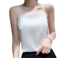 thumbnail image 1 of SWSMCLT Women's Cami Tank Top Casual Vest Satin Silky Fall Spaghetti Top Comfy Loose Elegant Cool Elasthane White Small, 1 of 4