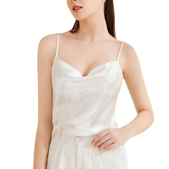 SWSMCLT Women's Cami Tops Camisole Summer Soft Silky Thin Smooth Sleeping Pajamas Tops Lightweight Cool Slim Fit Sleepwear Comfy Pjs White 16