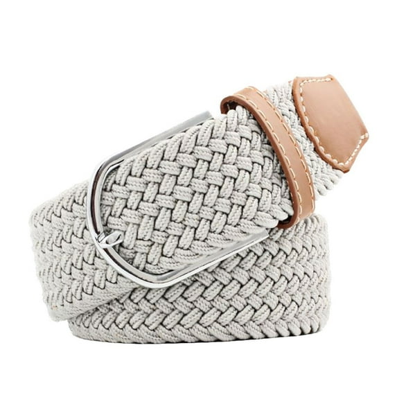 SWSMCLT Women's Canvas Web Belt Fashion Metal Stretch Travel Braided Spring Braided Belt Buckle Belt Light Grey Fit Waist 25“-37”