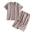 thumbnail image 1 of SWSMCLT Women's Capri Pajama Set Short Sleeve 100 Cotton Button Down Pj Sleepwear Boyshorts Cool Elastic Band Nightwear Loungewear Pink Large, 1 of 1