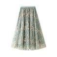 thumbnail image 1 of SWSMCLT Women's Casual Cute Embroidered Fall Skirt Layered Tulle Skirt Tulle Calf Length Elastic Fitted Green Small-Large, 1 of 4