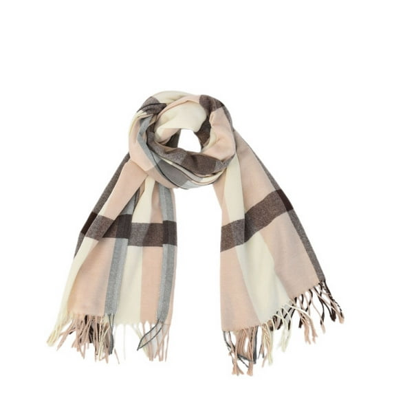 SWSMCLT Women's Casual Scarves Thick Cozy Shawl Wrap Winter Scarf Soft Plaid Fringe Warm Thick Cable Knit Muffler Brown One Size
