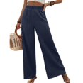 thumbnail image 1 of SWSMCLT Women's Casual Wide Leg Pants Flowy Elastic Light Casual Baggy Trendy Long Beach Pull On Ankle Palazzo Dark Blue 3X-Large, 1 of 4