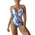 thumbnail image 1 of SWSMCLT Women's Cheeky Brazilian Padded Beach Swimming High Waisted Bathing Suit Sexy Swimsuit One Piece Swimsuit Blue 4-6, 1 of 4