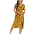 thumbnail image 1 of SWSMCLT Women's Chiffon Swing Dress Summer Maternity Dresses V Neck Sundress Maternity High Waist Casual Cute Wrap Yellow X-Large, 1 of 1