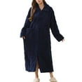 thumbnail image 1 of SWSMCLT Women's Cold Weather Fleece Bathrobe Home Full Zip Long Duster Robe Comfy Bathrobes Ankle Length Navy Small, 1 of 5
