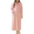 thumbnail image 1 of SWSMCLT Women's Cold Weather Fleece Bathrobe Home Full Zip Long Duster Robe Comfy Bathrobes Ankle Length Pink Medium-Large, 1 of 5
