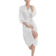 thumbnail image 1 of SWSMCLT Women's Comfy Bathrobe Elbow Sleeve Knee Length Fall Home Satin Lace Bathrobes Curvy Bath Robe Cool White Large, 1 of 2