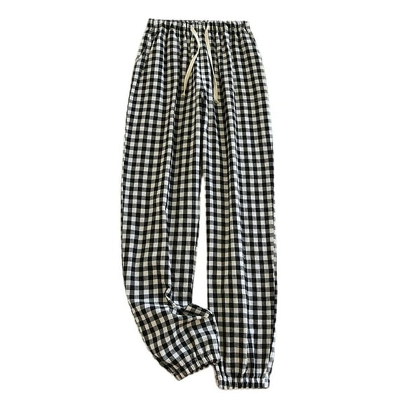 SWSMCLT Women's Comfy Pajama Pants Cute Light Home Drawstring Elastic Band Nightwear Closed Bottom Loungewear Black X-Large