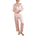 thumbnail image 1 of SWSMCLT Women's Cool Loose Pajama Set Chic Lounge Set Button Loungewear Set Cigarette Elastic Elastic Band Light Pink 18, 1 of 1