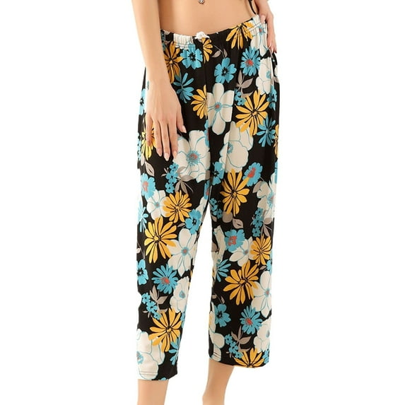 SWSMCLT Women's Cotton Pajama Pants Pj Bottom Lightweight Christmas Pajamas Capri Cool Spring Modal Lounging Blue X-Large