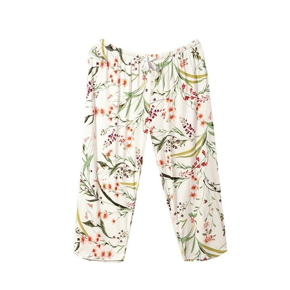 SWSMCLT Women's Cotton Pajama Pants Pj Bottom Lightweight Christmas Pajamas Capri Cool Spring Modal Lounging Flower X-Large