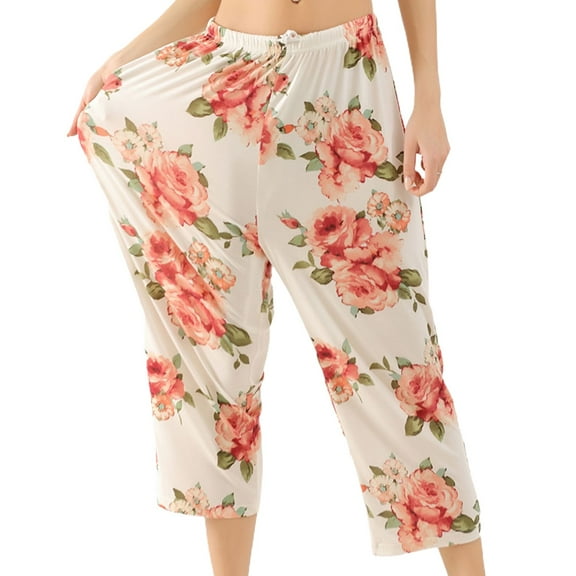 SWSMCLT Women's Cotton Pajama Pants Pj Bottom Lightweight Christmas Pajamas Capri Cool Spring Modal Lounging Red XX-Large
