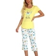 thumbnail image 1 of SWSMCLT Women's Cotton Pajama Set Cute 2 Piece Short Sleeve Shirt Capri Pant Pj Sleepwear Cartoon Lounge Set Comfy Summer Loungewear V Neck Patterned1 3X-Large, 1 of 4