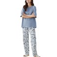 thumbnail image 1 of SWSMCLT Women's Cotton Pajama Set Short Sleeve 2 Piece Lightweight Pj Set Pjs Summer Fall Cute Soft Basic Breathable Style1 Large, 1 of 1