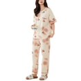 thumbnail image 1 of SWSMCLT Women's Cotton Pajama Set Short Sleeve 2 Piece Lightweight Pj Set Pjs Summer Fall Cute Soft Basic Breathable Style5 Large, 1 of 1