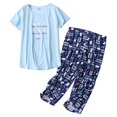 thumbnail image 1 of SWSMCLT Women's Cotton Pajama Set Short Sleeve Spring Thin Breathable Lounge Set Pjs Summer Fall Capri Soft Loose Patterned3 Small, 1 of 4