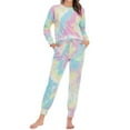 thumbnail image 1 of SWSMCLT Women's Cotton Pajama Set Tie Dye Soft 2 Piece Loungewear Sleepwear Warm Sleeping Set Long Sleeve Long Pants Lounge Set Lightweight Fall Winter Pink Small, 1 of 5