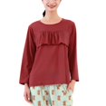 thumbnail image 1 of SWSMCLT Women's Cotton Pajama Tops Cute Lounging Ruffle Sleepwear Pajamas Soft Long Sleeve Comfy Spandex Sleeping Red XX-Large, 1 of 5