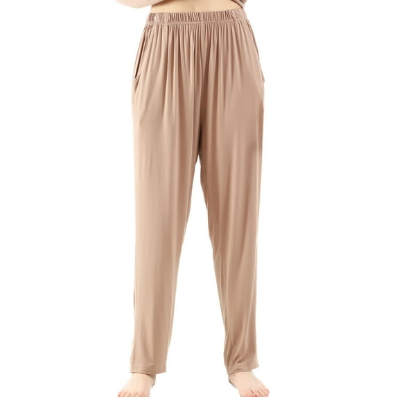 SWSMCLT Women's Cotton Pj Pants Pajama Bottoms Sleeping Fall Nightwear Winter Loungewear Soft Long Lightweight Spring Pocket Nude 3X-Large