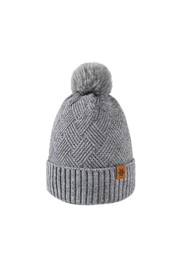 Women's Crochet Beanie Fall Beanies Ball Pull On Stretch Soft Fleece Cap Faux Fur Fashion Acrylic Furry Grey One Size