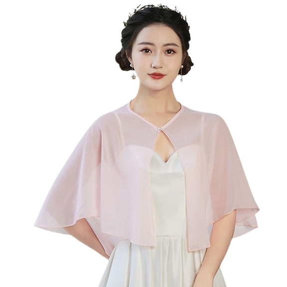 SWSMCLT Women's Crop Cardigan Soft Blouse Wedding Fall Sheer Short Button Lightweight Spring Chiffon Top Pink One Size