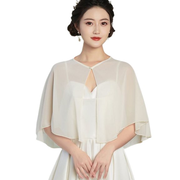 SWSMCLT Women's Crop Cardigan Soft Blouse Wedding Fall Sheer Short Button Lightweight Spring Chiffon Top champagne One Size