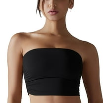 SWSMCLT Women's Crop Tube Top Tube Top Ruched Summer Casual Light Soft Tight Yoga Fitted Sexy Strapless Top Black Small