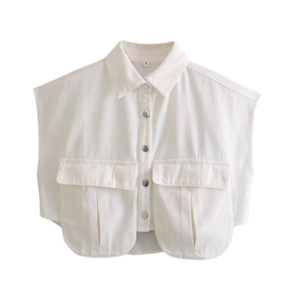 SWSMCLT Women's Crop Vest Dnim Shirt Soft Winter Sleeveless Top Tank Top Jean Vest Fall Button Cute Slimming Spring Loose Pocket White Large