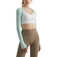 thumbnail image 1 of SWSMCLT Women's Cropped Shrug Bolero Tops Workout Long Sleeve Sun Protection Lightweight Bolero Mint 12, 1 of 4