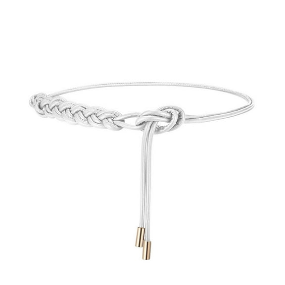 SWSMCLT Women's Curvy Adjustable Belts Fall Metal Knotted Fashion Date Braided Belt Elegant Belt For Dress White X-Small-X-Large