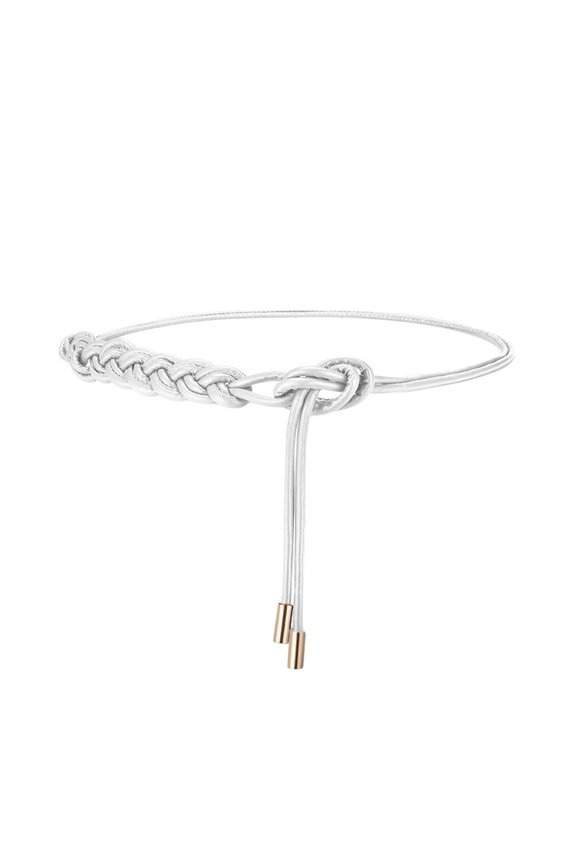 Women's Curvy Adjustable Belts Fall Metal Knotted Fashion Date Braided Belt Elegant Belt For Dress White X-Small-X-Large