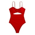 thumbnail image 1 of SWSMCLT Women's Cut Out Swimsuit Sexy Backless Beach Strapless Swimming Suit Padded One Piece Swimsuit Bandeau Bikini Cheeky Bathing Suit Red 8-10, 1 of 4