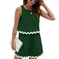thumbnail image 1 of SWSMCLT Women's Cute 2 Piece Set Summer 2 Piece Slit Pocket Matching Set Short Fashion Casual Scallop Sleeveless Dark Green X-Large, 1 of 1
