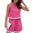 thumbnail image 1 of SWSMCLT Women's Cute 2 Piece Set Summer 2 Piece Slit Pocket Matching Set Short Fashion Casual Scallop Sleeveless Red Small, 1 of 1
