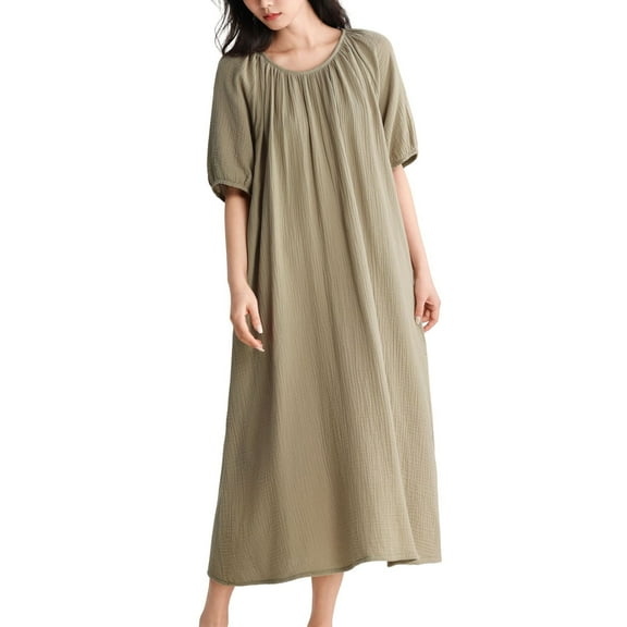 SWSMCLT Women's Cute Nightgown Pajamas Oversized Raglan Sleeve Pull On Breathable Sleepwear Soft Pjs Thin Sleeping Comfy Green Large-X-Large