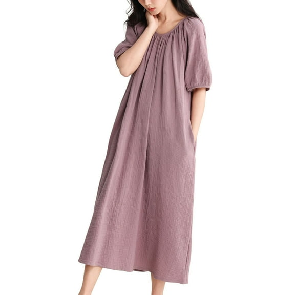 SWSMCLT Women's Cute Nightgown Pajamas Oversized Raglan Sleeve Pull On Breathable Sleepwear Soft Pjs Thin Sleeping Comfy Purple Large-X-Large