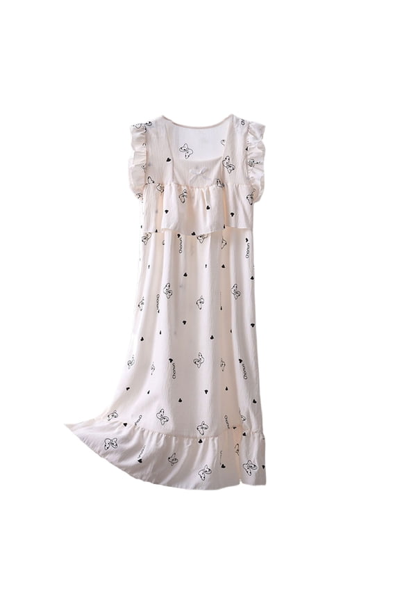 Women's Cute Nightgown Soft Pjs Long Oversized Comfy Bow Loose Fall Summer Breathable Sleepwear Style9 Small-X-Large